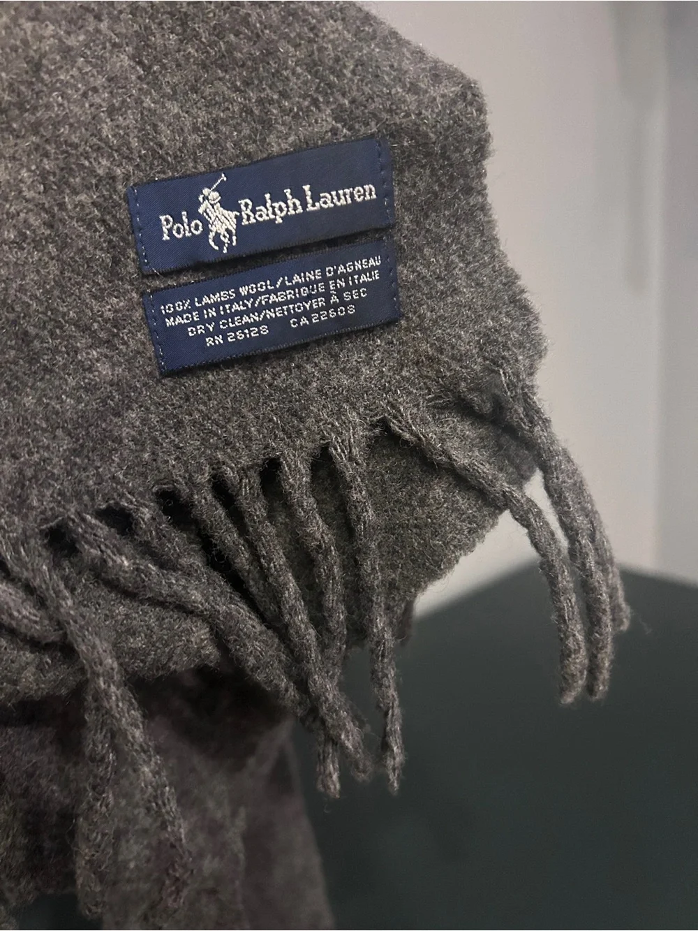 Polo by Ralph Lauren Gray Wool Fringe Scarf